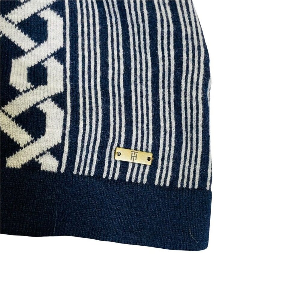 Tommy Hilfiger Navy and White Preppy Short Sleeved Sweater Dress - Picture 2 of 11